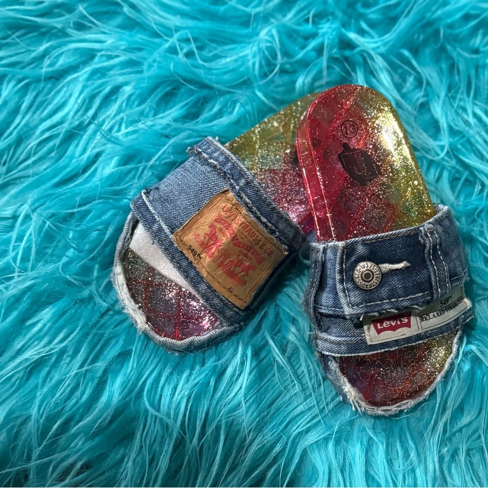 Levi's Denim Jelly Glitter Slides